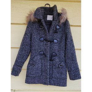 ALTAR'D STATE Grey Toggle Button Pea Coat with Removable Fur Hood